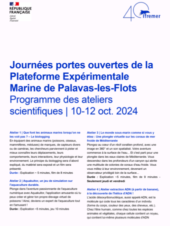 Programme - Portes ouvertes Palavas-les-Flots