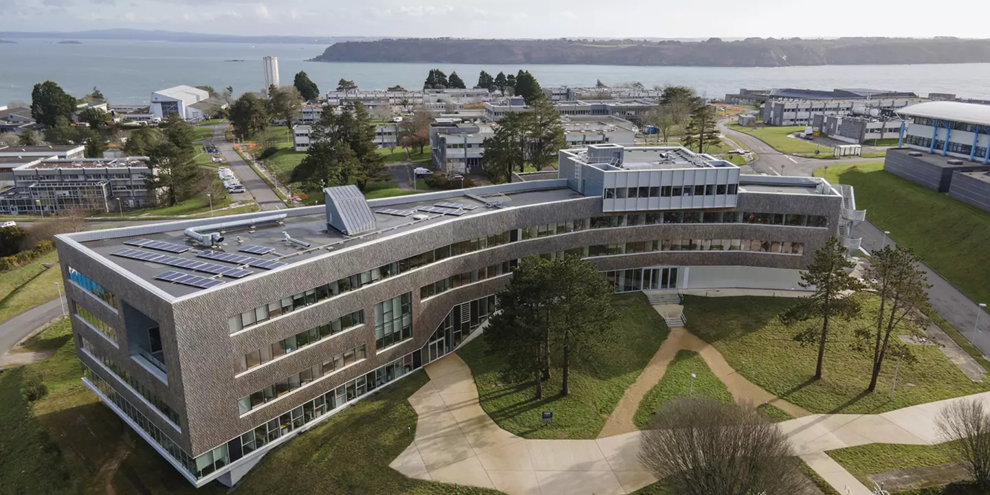 Vue aérienne du nouveau bâtiment du siège de l'Ifremer