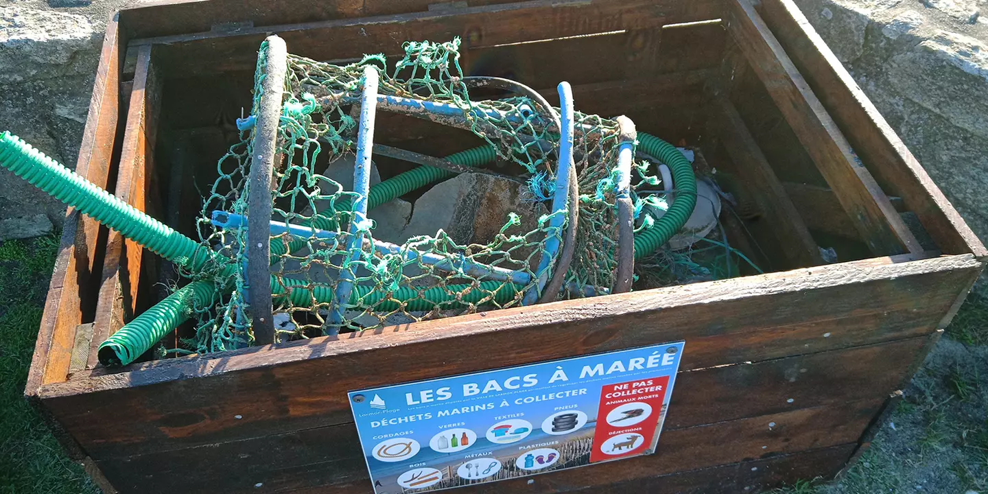 Bac a marée avec filet de pêche