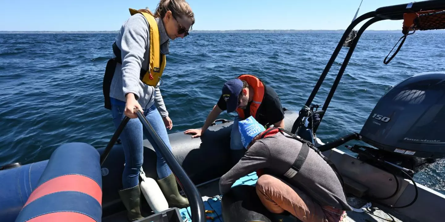 Déploiement d’un récepteur acoustique en mer d’Iroise