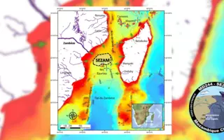 La campagne SEZAM a permis de cartographier la partie centrale du Canal du Mozambique, où s’accumulent les sédiments apportés par le Zambèze et d’autres fleuves du Mozambique et de Madagascar.