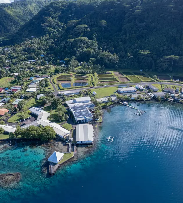 Vue aérienne de la plateforme située en bord de mer