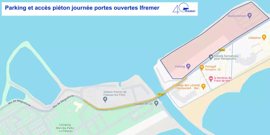 Plan d'accès au site de l'Ifremer à Palavas